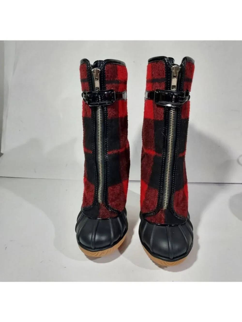 Michael Kors Red Buffalo Plaid, Rubber Duck Sole Boots Groovy USA size 7 - Picture 2 of 9
